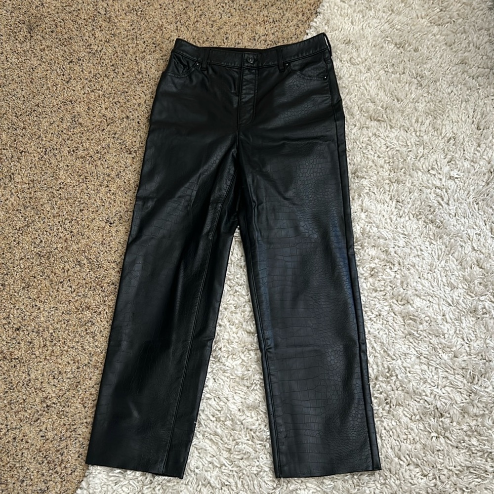 Black Snake skin Leather pants
